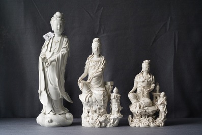 Drie Chinese blanc de Chine groepen, 19/20e eeuw