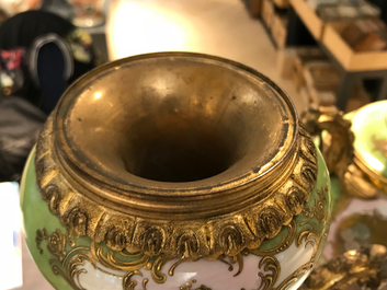 A pair of large gilt bronze-mounted S&egrave;vres porcelain vases, France, 19th C.