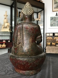 Two Chinese lacquered and gilt bronze figures of Mahakasyapa and Buddha Shakyamuni, Ming and later