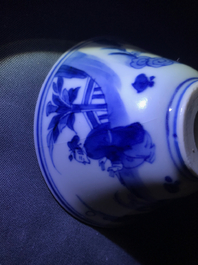 Two Chinese blue and white plates and a bowl, Kangxi and 19th C.