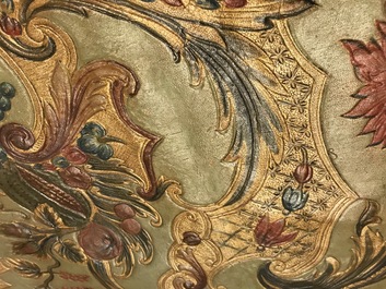 Two panels of embossed and gilded leather wallpaper, The Low Countries, 18th C.