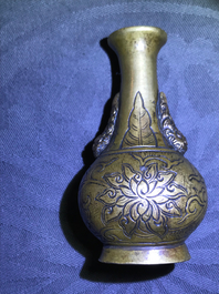 Three Chinese bronze miniature vases, 17/18th C.