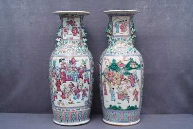 Two Chinese famille rose vases with court scenes, 19th C.