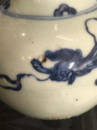 Een Chinese blauwwitte kalebasvaas, Ming