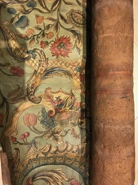 Two panels of embossed and gilded leather wallpaper, The Low Countries, 18th C.