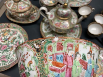 A large collection of Chinese Canton famille rose wares, 19th C.