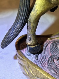 A Tibetan gilt bronze figure of Palden Lhamo, 17th C.