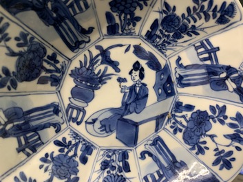 A varied collection of Chinese blue and white wares, Kangxi