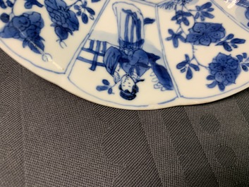 Een gevarieerde collectie Chinees blauwwit porselein, Kangxi