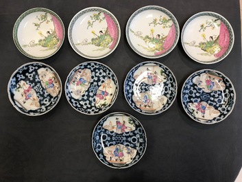 Een collectie van 23 koppen en 33 schotels in Chinees en Japans porselein, 18/19e eeuw