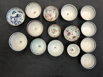 A collection of 23 cups and 33 saucers in Chinese and Japanese porcelain, 18/19th C.