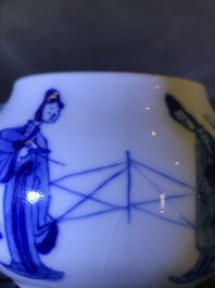A Chinese blue and white Yixing-style teapot and an anhua-decorated plate, Tianqi and Kangxi