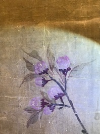 Yun Shouping (1633&ndash;1690): Branches fleuries, encre et couleur sur papier, 17&egrave;me