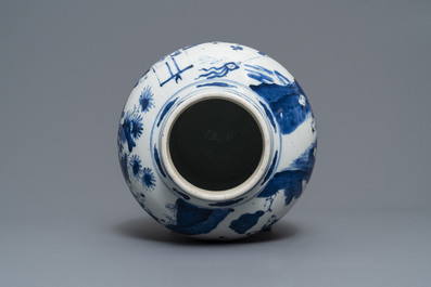 A Chinese blue and white '100 boys' baluster vase, Kangxi