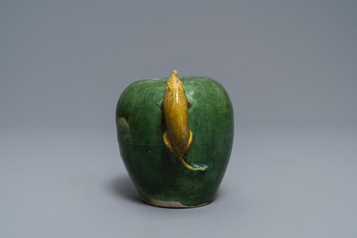 A Chinese verte biscuit 'phoenix' water dropper, Ming or Kangxi