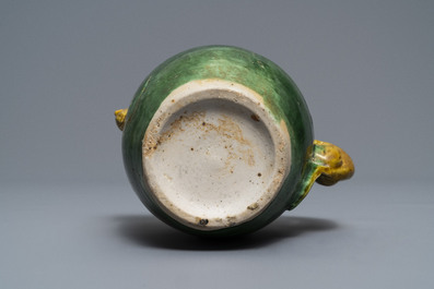 A Chinese verte biscuit 'phoenix' water dropper, Ming or Kangxi