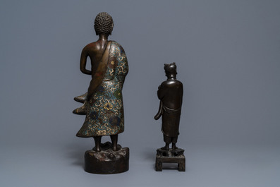 Two tall bronze figures of an immortal and an Arhat, China and Japan, 18/19th C.