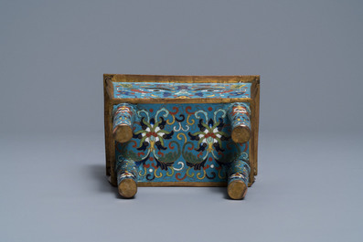 A Chinese cloisonn&eacute; vase, an incense burner, a ruyi panel and a pair of deer, 18th C. and later