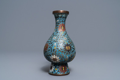 A Chinese cloisonn&eacute; vase, an incense burner, a ruyi panel and a pair of deer, 18th C. and later