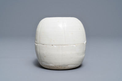 A Chinese qingbai melon-shaped box and cover, Southern Song