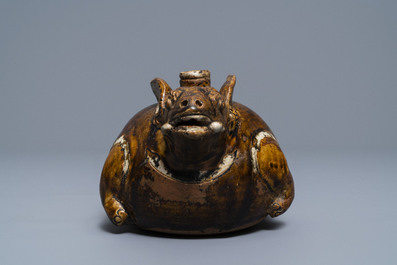 A Thai Sawankhalok brown-glazed rabbit kendi, 14/15th C.