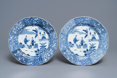 A 119-piece Chinese blue and white 'Romance of the Western chamber' dinner service, Qianlong