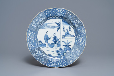 A 119-piece Chinese blue and white 'Romance of the Western chamber' dinner service, Qianlong