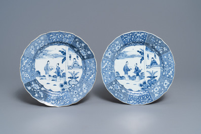 Een 119-delig Chinees blauw-wit 'Romance of the Western chamber' servies, Qianlong