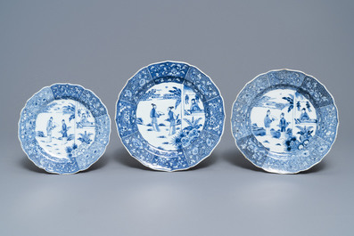 Een 119-delig Chinees blauw-wit 'Romance of the Western chamber' servies, Qianlong