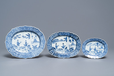 A 119-piece Chinese blue and white 'Romance of the Western chamber' dinner service, Qianlong