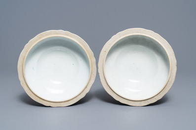 A 119-piece Chinese blue and white 'Romance of the Western chamber' dinner service, Qianlong