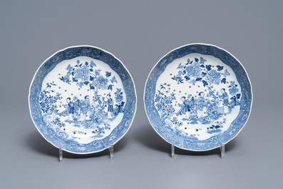 A 119-piece Chinese blue and white 'Romance of the Western chamber' dinner service, Qianlong