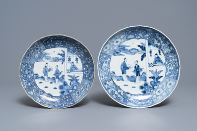 A 119-piece Chinese blue and white 'Romance of the Western chamber' dinner service, Qianlong