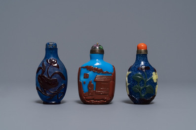 Six Chinese overlay glass snuff bottles, 19/20th C.