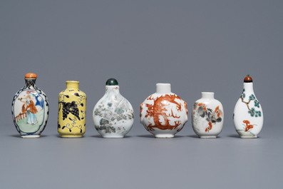 Twelve Chinese famille rose and verte porcelain snuff bottles, 19/20th C.