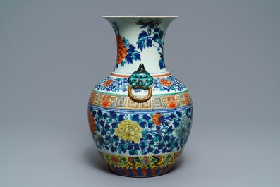 A Chinese doucai 'peony' vase, 19th C.
