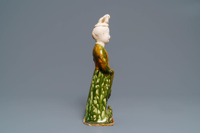 A fine Chinese sancai-glazed pottery model of a court lady, Tang