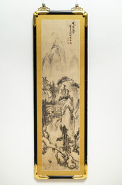 Chinese school, gesign. Chen Shizeng (Chen Hengke)(1876-1923), inkt op papier: 'Berglandschap naar Shen Zhou'