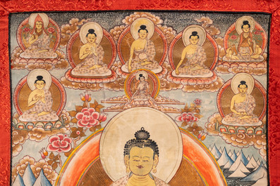 A collection of five thangkas, Tibet, 19/20th C.