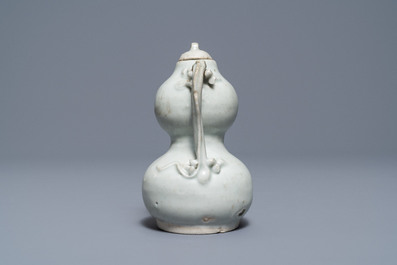 A Chinese qingbai ewer and cover, Yuan