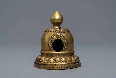 Five bronze votive Buddhist objects, Tibet and Nepal, 18/19th C.