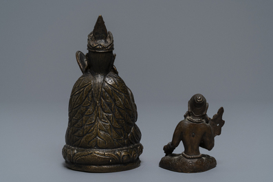 Five bronze votive Buddhist objects, Tibet and Nepal, 18/19th C.