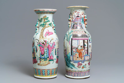 Two Chinese famille rose vases with large figures, 19th C.