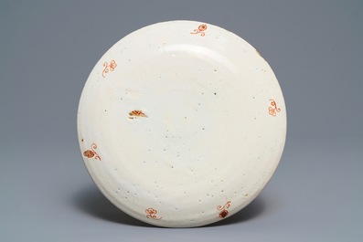 A Dutch Delft dor&eacute; Imari-style chinoiserie plate, 18th C.