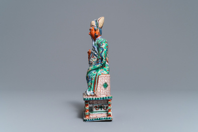 A Chinese wucai figure of Guan Yu, Ming