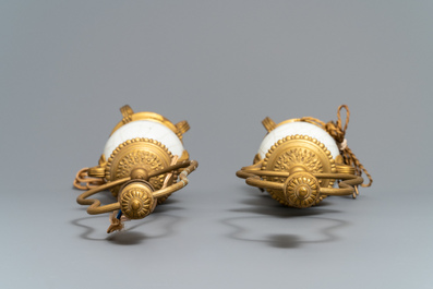 A pair of Chinese gilt bronze-mounted crackle-glazed vases, 18th C.