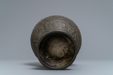 A Chinese archaistic bronze vase, 'hu', Ming