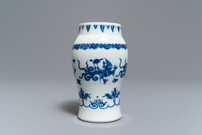 A Chinese blue and white 'dragon' vase, Transitional period