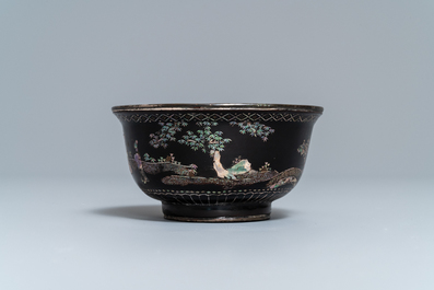 A Chinese lac burgaut&eacute; bowl, Kangxi
