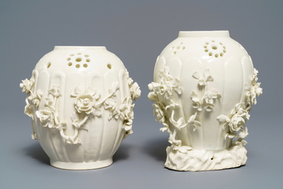 Two soft paste porcelain pot-pourri vases, Saint-Cloud, France, 18th C.